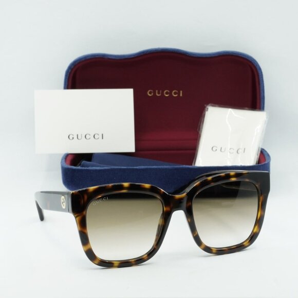 Gucci GG1338S 003 Square Sunglasses - Dark Havana/Gradient Brown main image 5